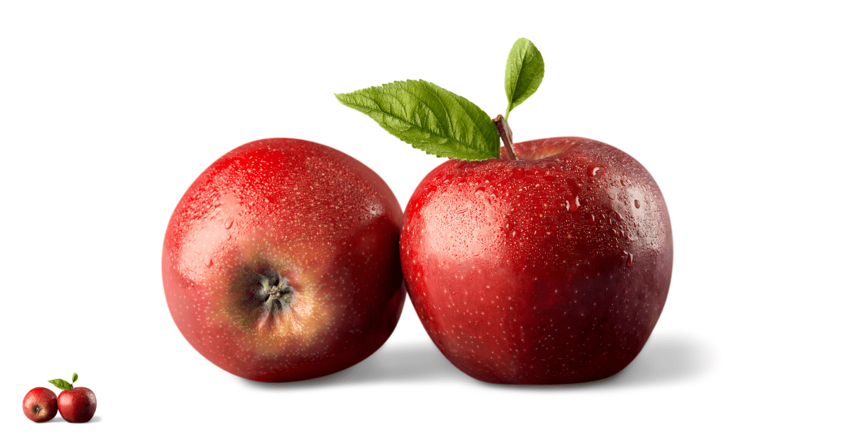 A close-up picture of apples related to apple nutrition facts, in white background.