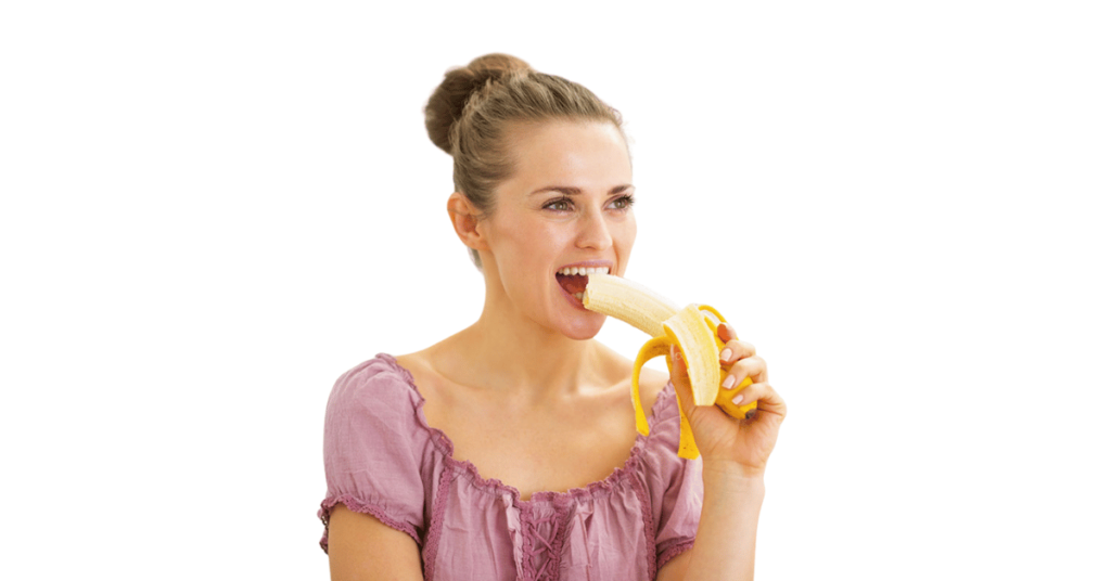 A person eating bananas for weight loss.