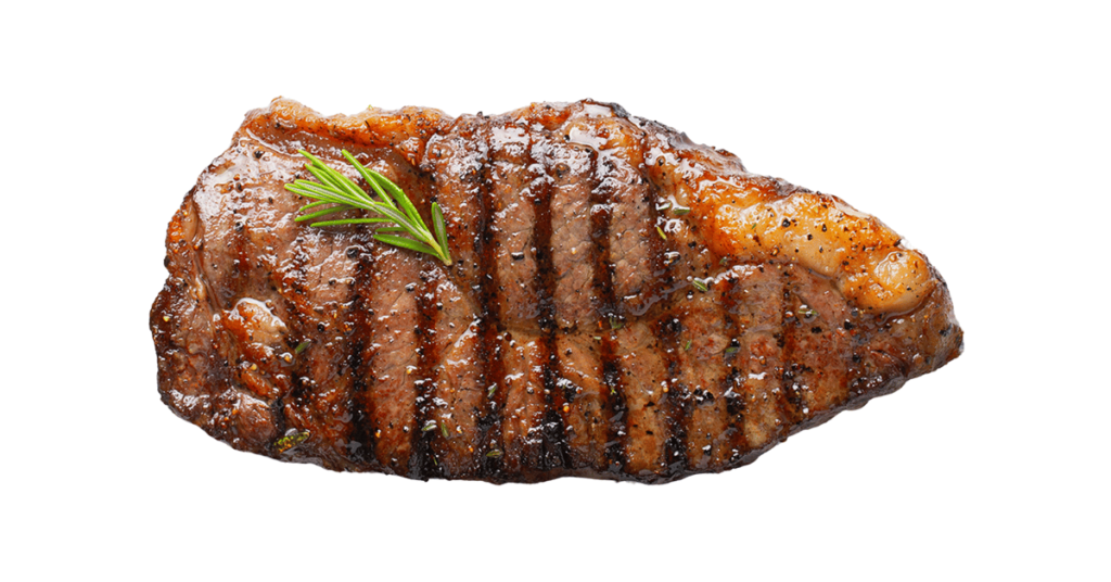 A close-up picture of beef related to beef nutrition facts, in white background.