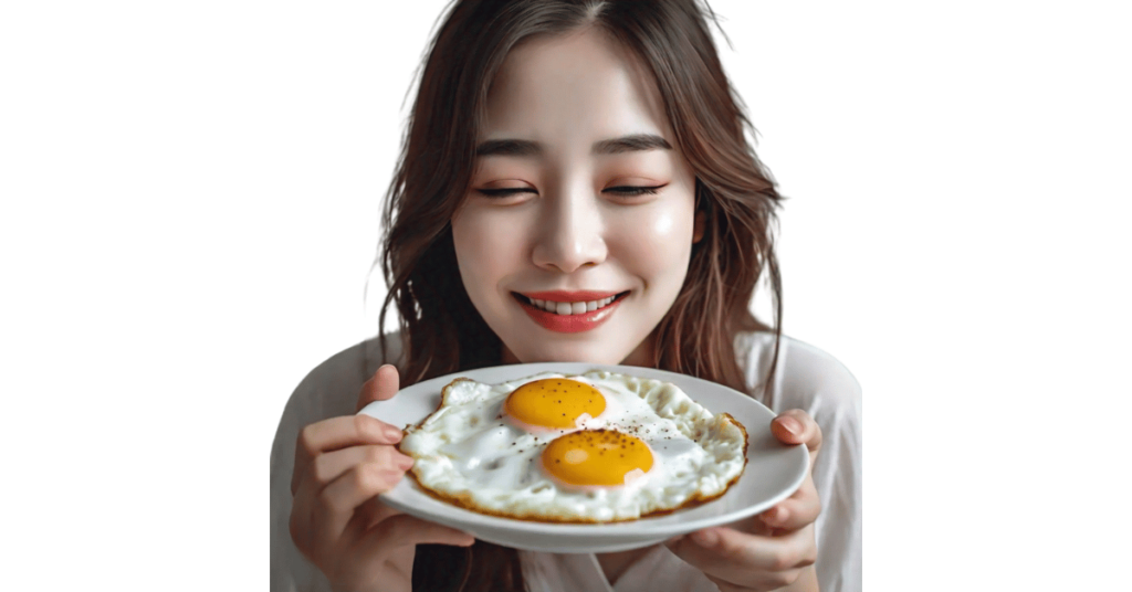 A person eating eggs for weight loss.