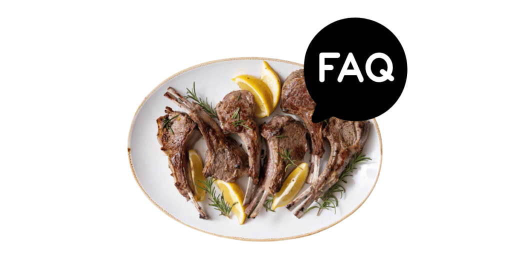 A pic of fresh lamb next to a black banner for lamb nutrition FAQs.