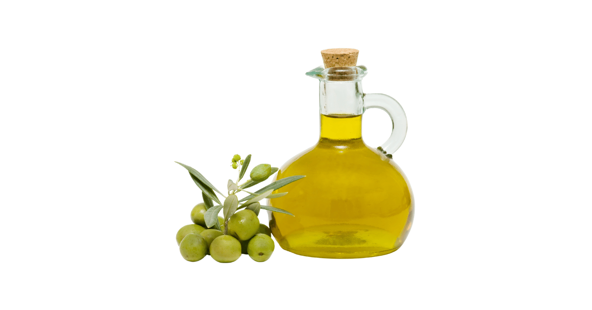 A close-up picture of olive oil related to olive oil nutrition facts, in white background.