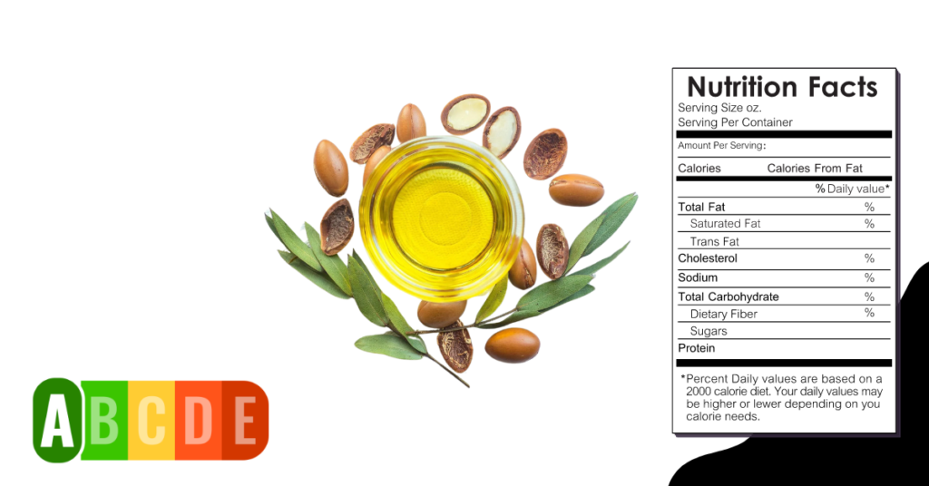 Argan Oil nutrition table and nutrition facts.