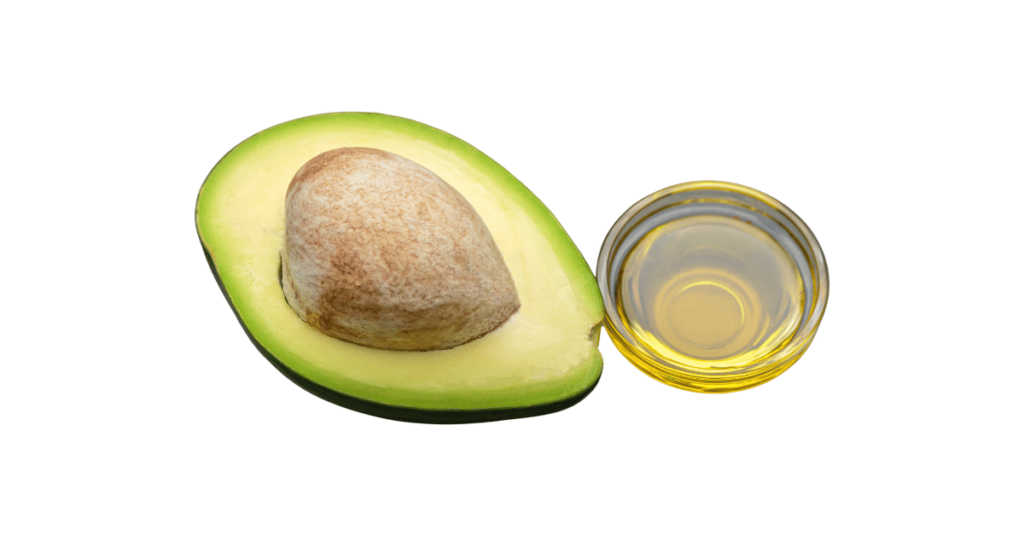 A close-up picture of avocado oil related to avocado oil nutrition facts, in white background.