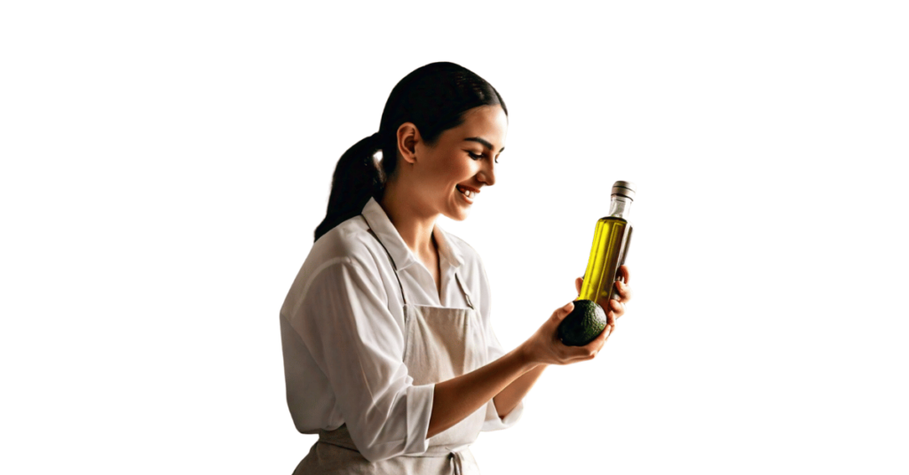 A person eating avocado oil for weight loss.