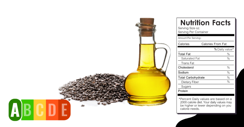 Chia Seed Oil nutrition table and nutrition facts.