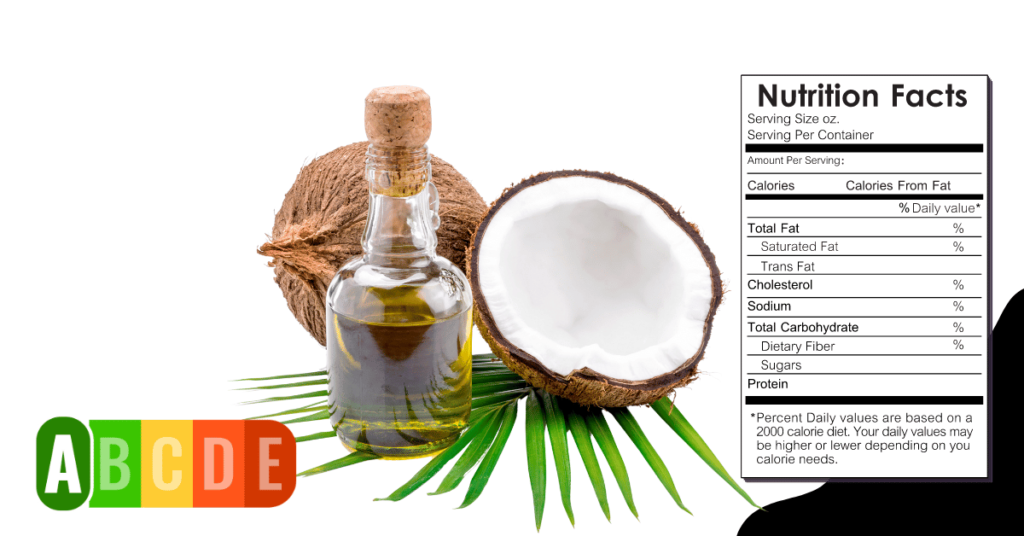 Coconut Oil nutrition table and nutrition facts.