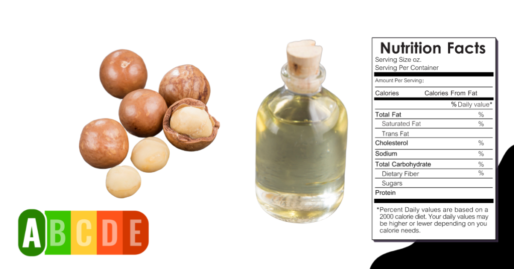 Macadamia Nut Oil nutrition table and nutrition facts.