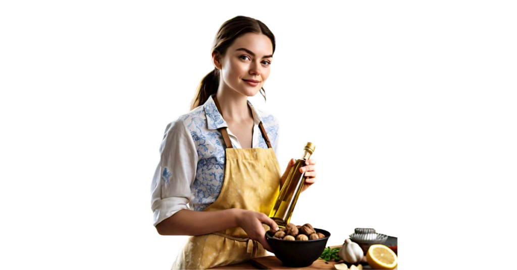 A person eating walnut oil for weight loss.