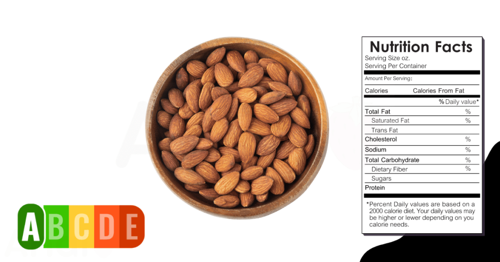 Almond nutrition table and nutrition facts.