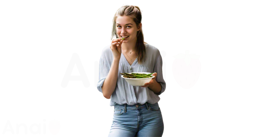 A person eating asparagus for weight loss.