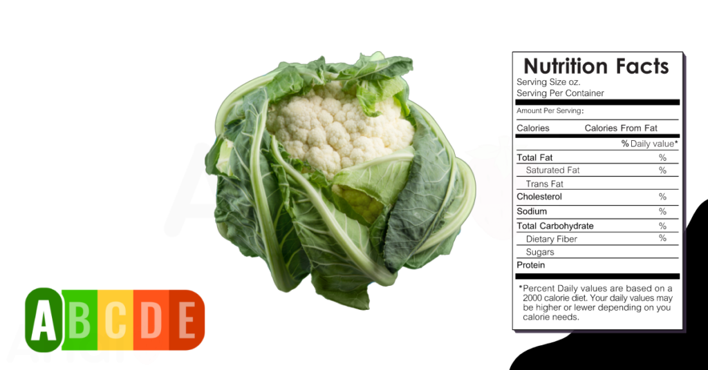 Cauliflower nutrition table and nutrition facts.