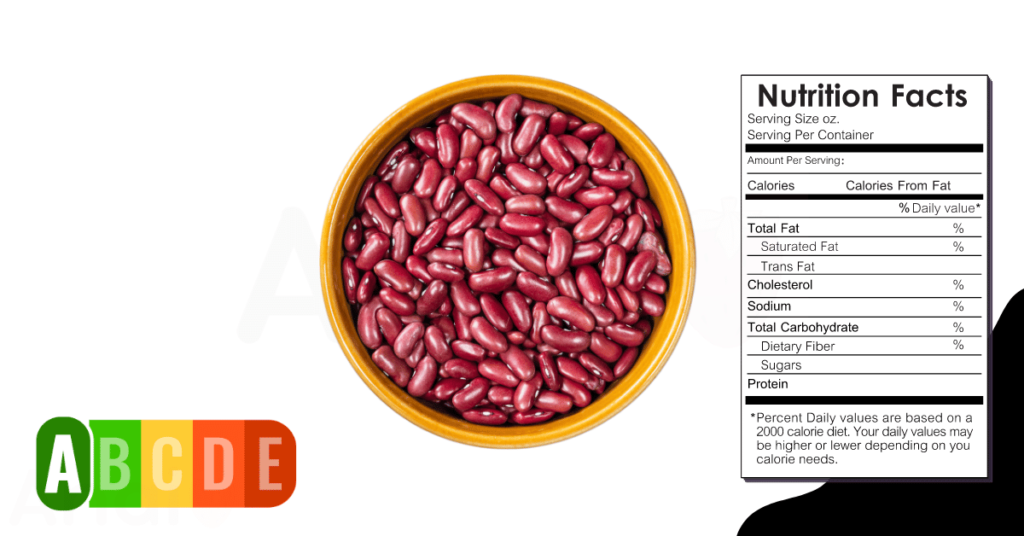 Kidney Bean nutrition table and nutrition facts.