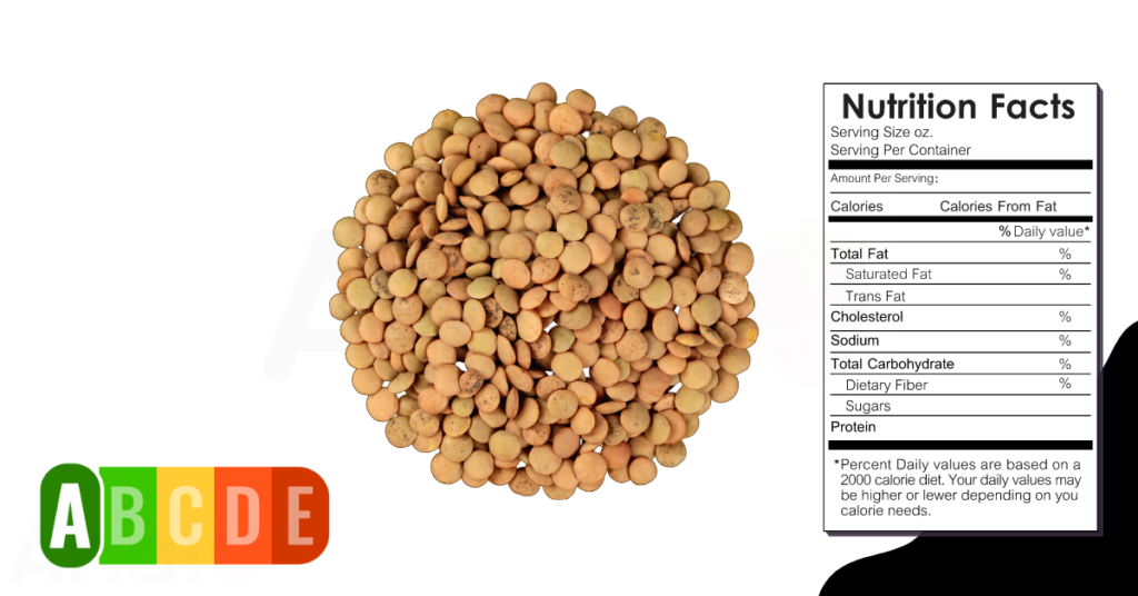 Lentil nutrition table and nutrition facts.