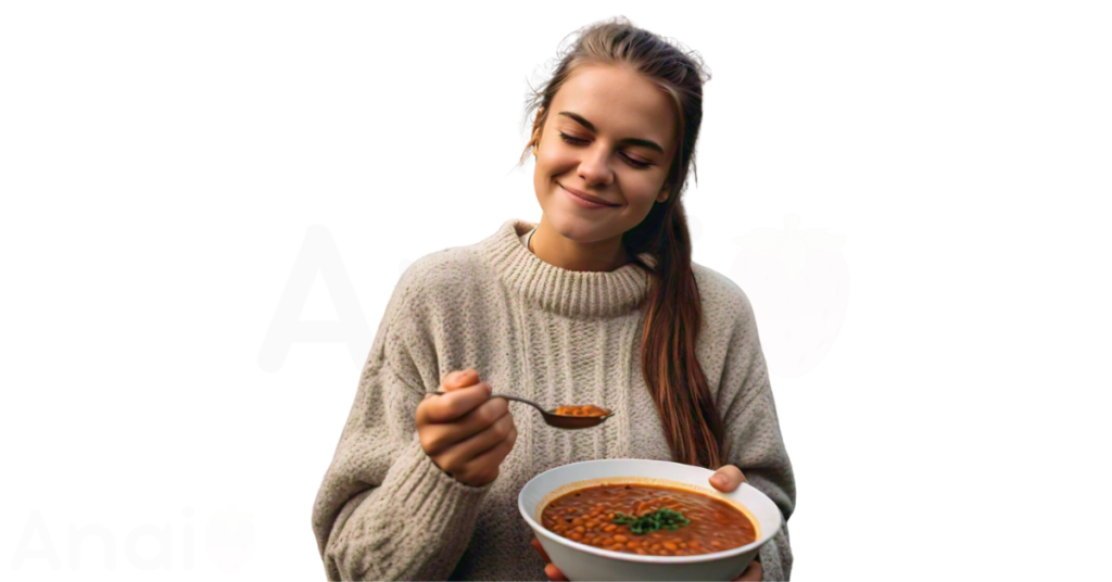 A person eating lentils for weight loss.