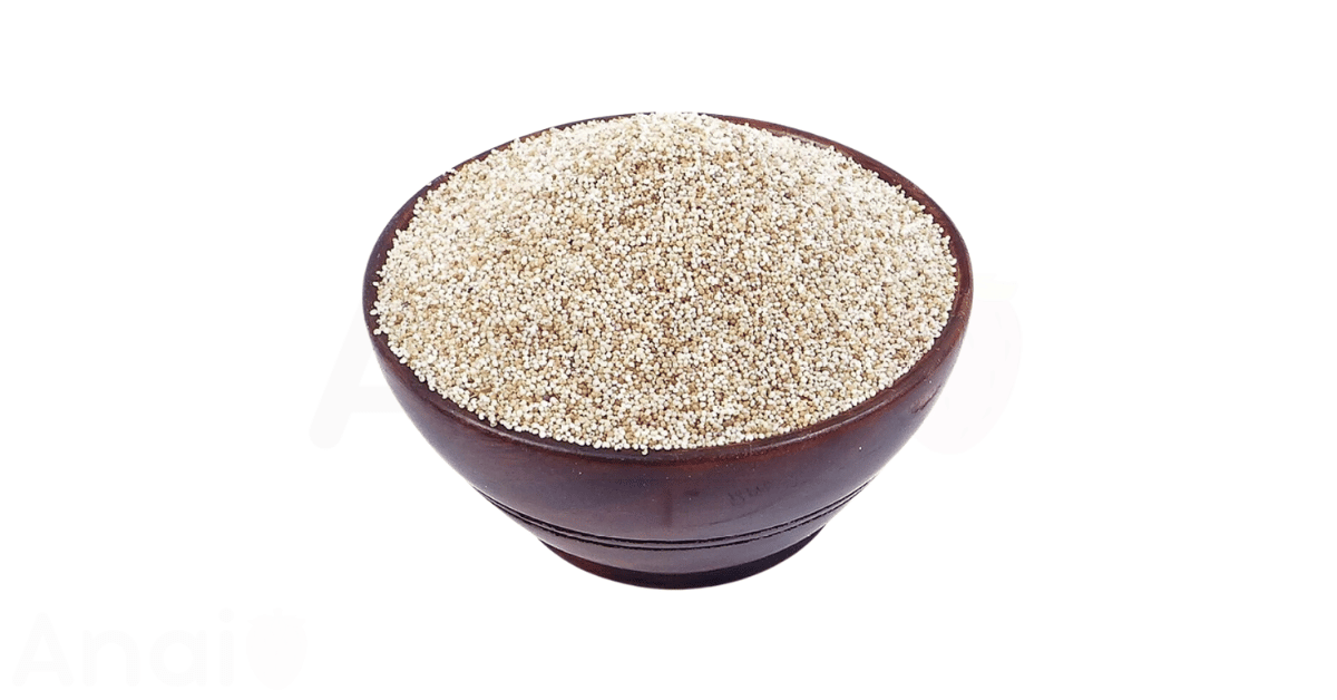 A close-up picture of poppy seeds related to poppy seed nutrition facts, in white background.