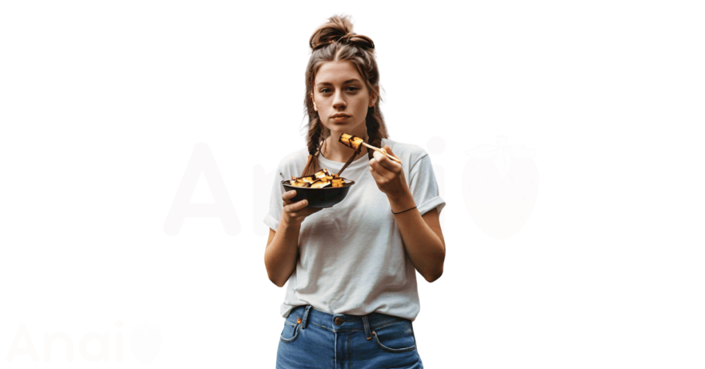 A person eating tofu for weight loss.