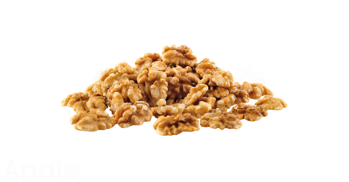 A close-up picture of walnuts related to walnut nutrition facts, in white background.