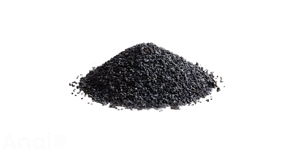 A close-up picture of poppy seeds related to poppy seed nutrition facts, in white background.