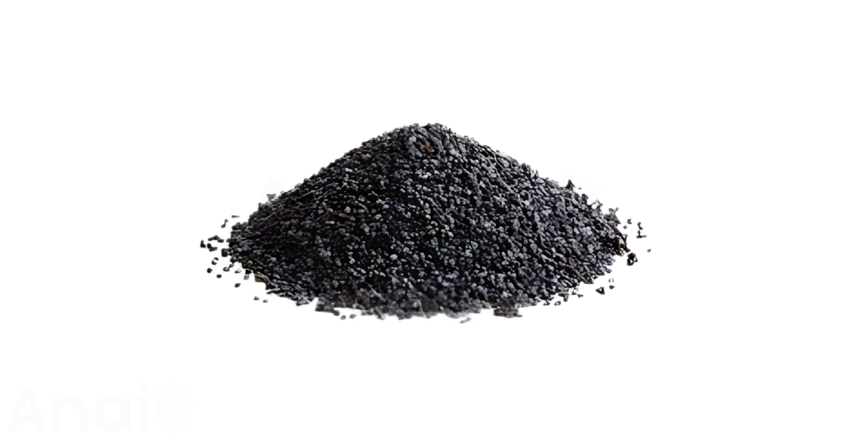A close-up picture of poppy seeds related to poppy seed nutrition facts, in white background.