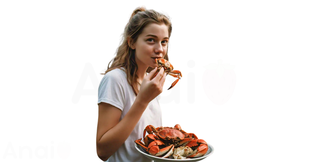 A person eating crabs for weight loss.