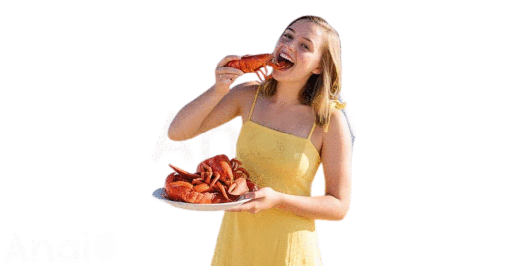 A person eating lobsters for weight loss.