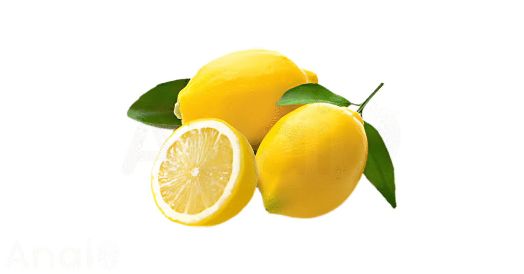 A close-up picture of lemons related to lemon nutrition facts, in white background.