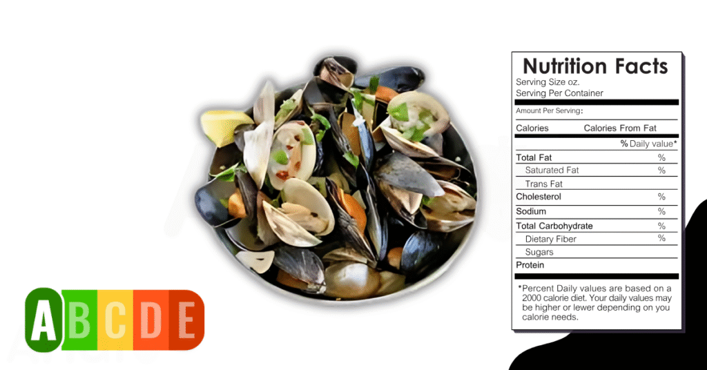 Mussel nutrition table and nutrition facts.