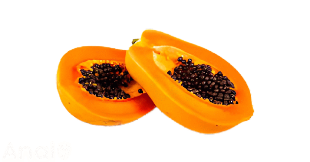 A close-up picture of papayas related to papaya nutrition facts, in white background.