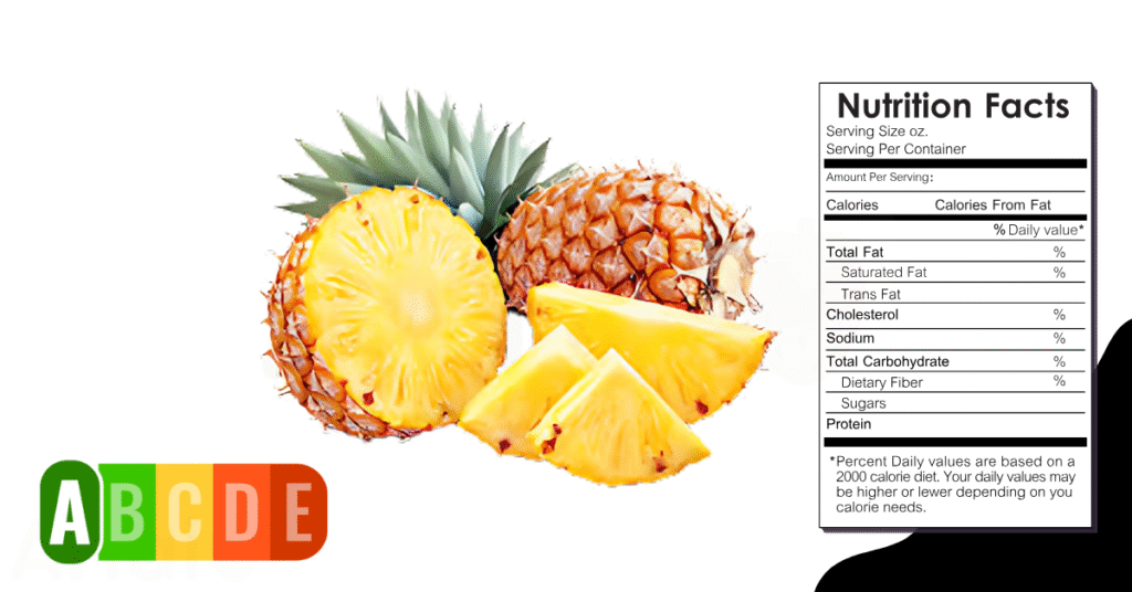 Pineapple nutrition table and nutrition facts.