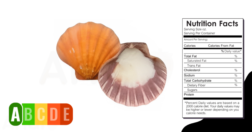 Scallop nutrition table and nutrition facts.