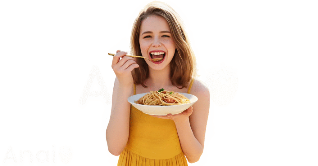 A person eating shrimps for weight loss.