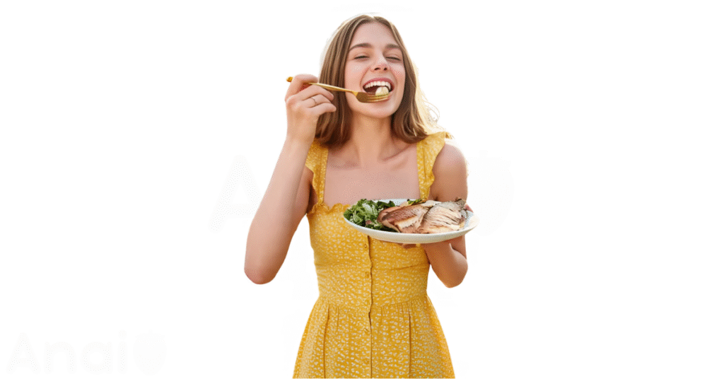 A person eating tilapia for weight loss.