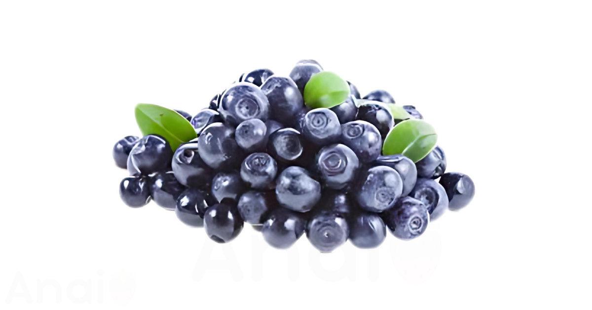 A close-up picture of huckleberries related to huckleberry nutrition facts, in white background.