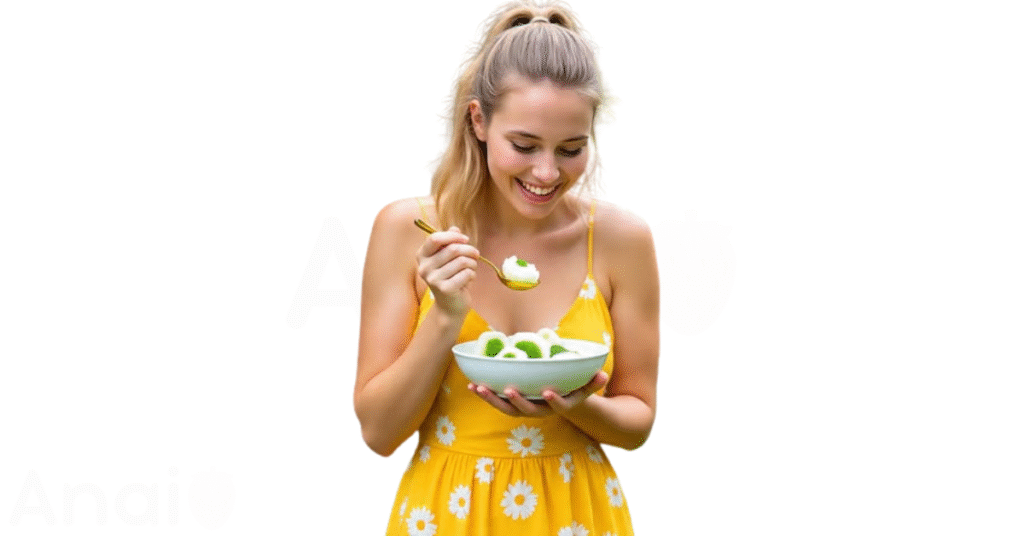 A person eating soursops for weight loss.