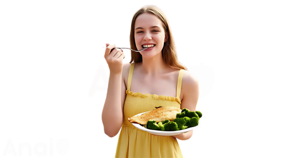 A person eating catfish for weight loss.