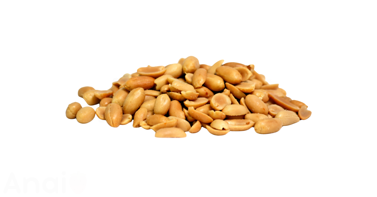A close-up picture of peanuts related to peanut nutrition facts, in white background.