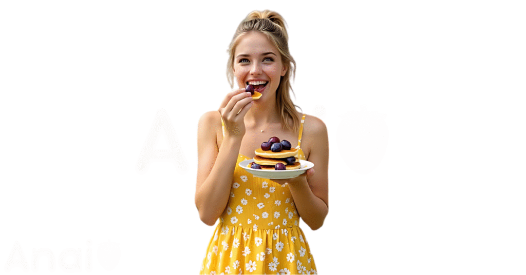 A person eating plums for weight loss.
