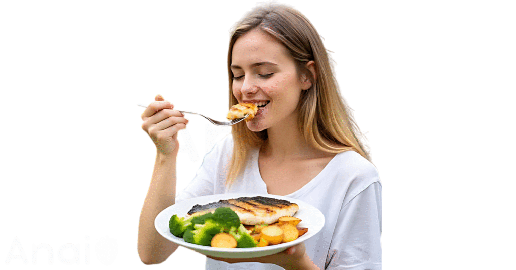 A person eating cod for weight loss.