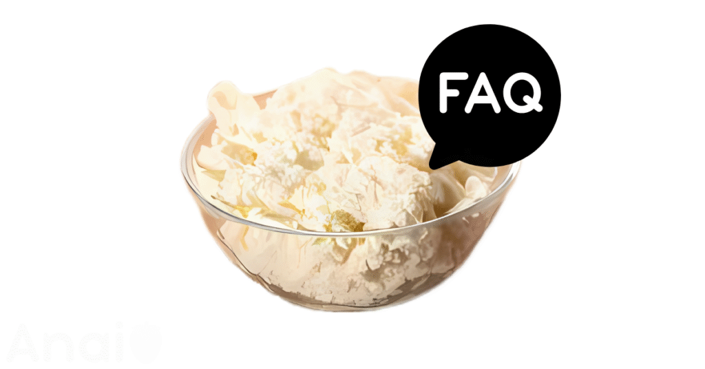 A pic of fresh cottage cheese next to a black banner for cottage cheese nutrition FAQs.