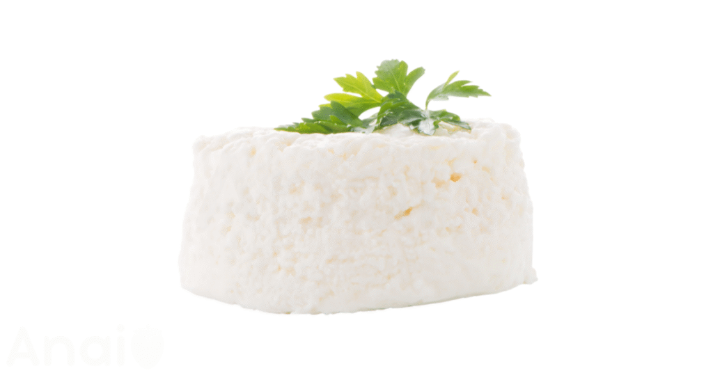 A close-up picture of cottage cheese related to cottage cheese nutrition facts, in white background.