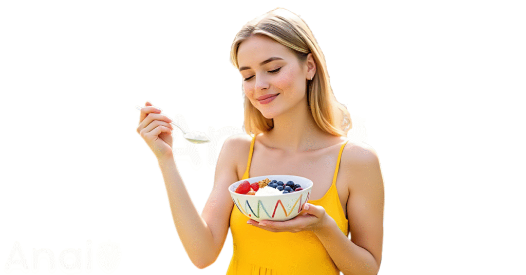 A person eating cottage cheese for weight loss.
