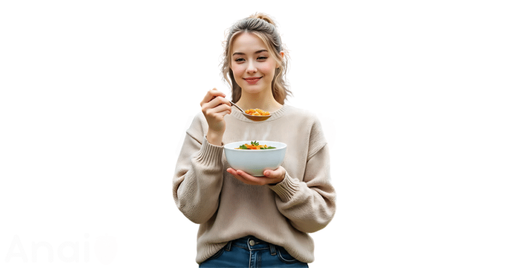 A person eating ginseng for weight loss.
