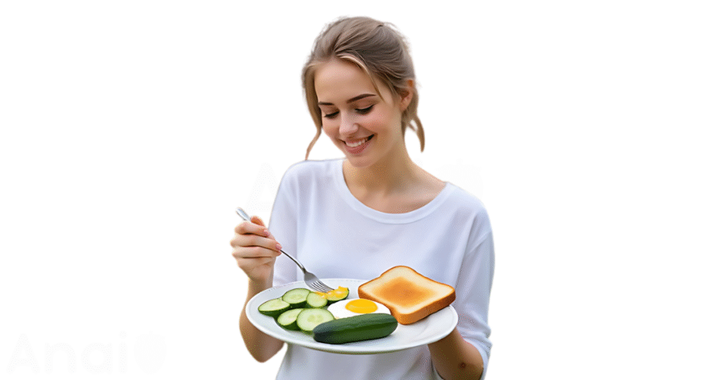 A person eating cucumbers for weight loss.