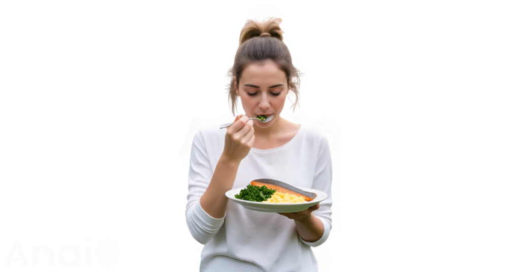 A person eating trouts for weight loss.