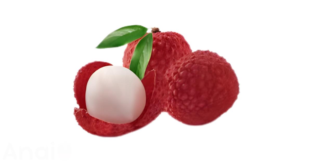 A close-up picture of lychees related to lychee nutrition facts, in white background.