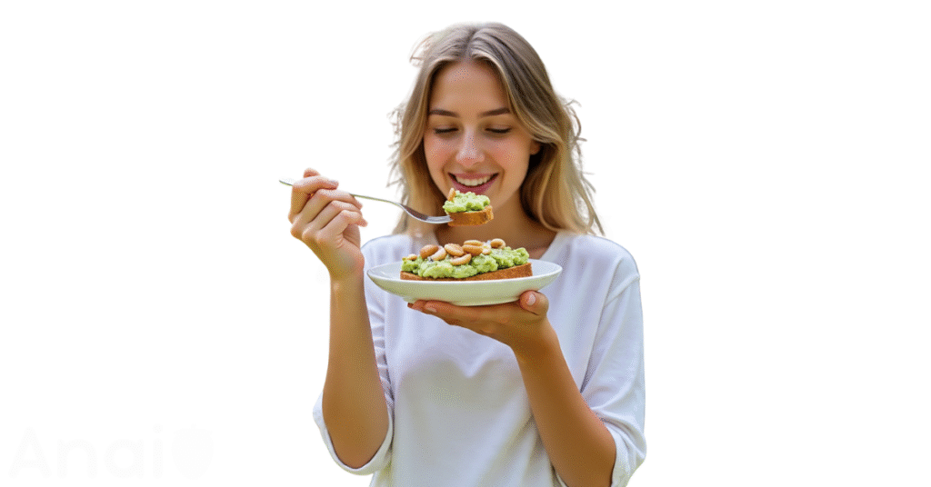 A person eating macadamia nuts for weight loss.