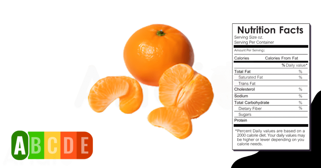 Mandarin nutrition table and nutrition facts.