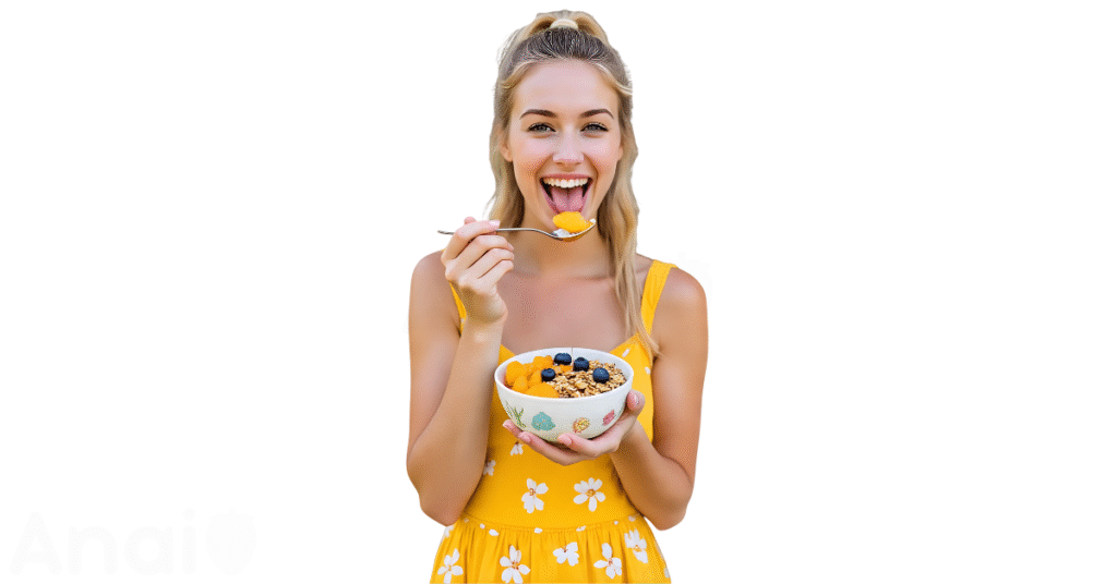 A person eating mandarins for weight loss.