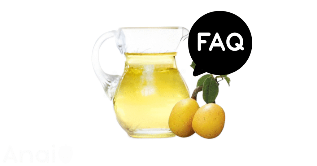 A pic of fresh marula oil next to a black banner for marula oil nutrition FAQs.